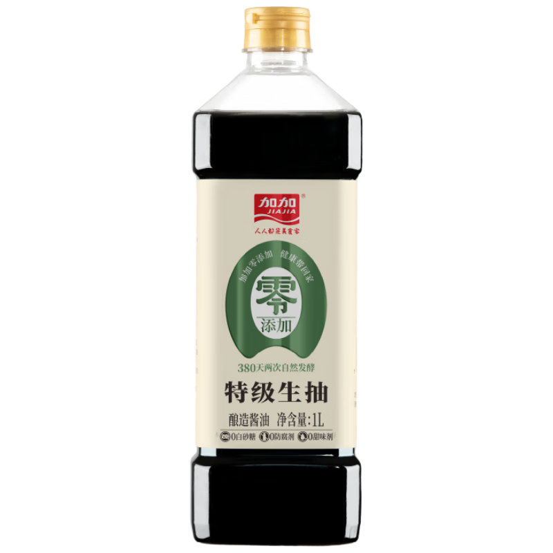加加 精選系列 380天生抽1L【0添加 特級生抽】0添加白砂糖 釀造醬油