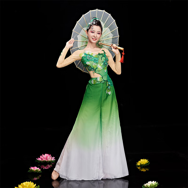 0颂伊莎 茉莉花开舞蹈服装伞舞演出服飘逸东方演艺歌舞团舞台表演服