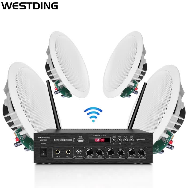 威斯汀 wx-301吸顶壁挂喇叭套装 吊顶音响校园背景音乐公共广播 一拖