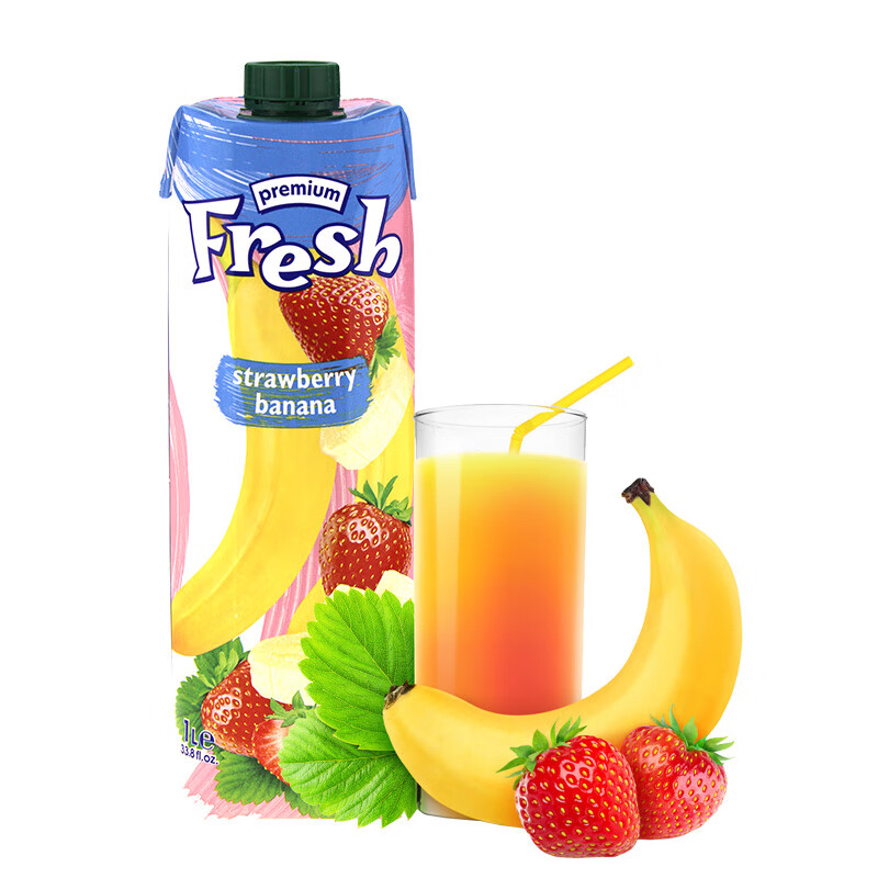 鲜芬进口果汁保加利亚进口饮料 1升装果汁饮料果蔬汁 香蕉草莓汁 1l*1