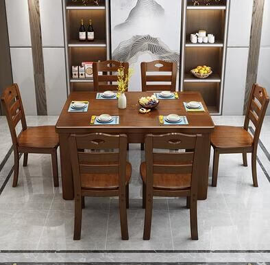 全友家私生态  实木餐桌中小户型简约现代椅组合家用吃饭桌子长方形