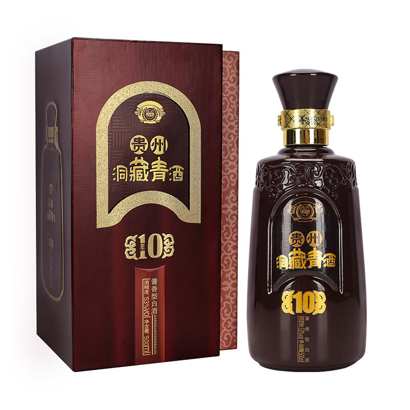 贵州青酒53度 500ml 贵州青酒厂洞藏青酒10年酱香型53度单只装坤沙酒