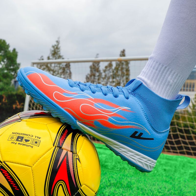 回力运动鞋2024新款姆巴佩配色橡胶底男女鞋人工草地高帮碎钉足球鞋 9