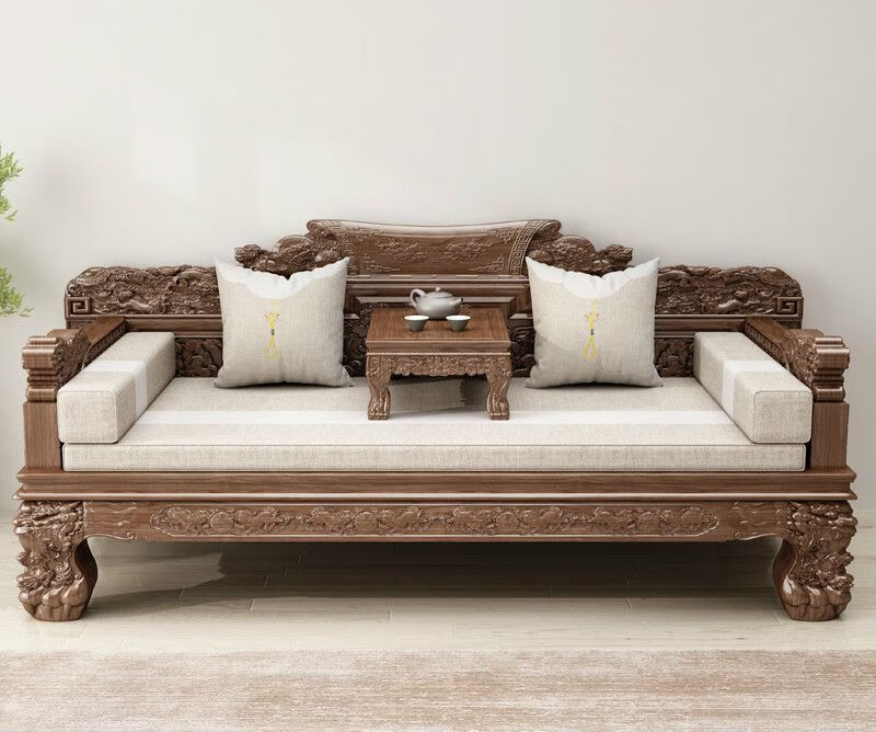 缘言梓(yuanyanzi)罗汉床推拉式罗汉床新中式实木推拉床用明式户型抽