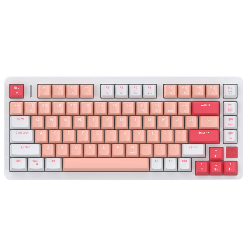 艾石头 FE75 Pro RGB背光三模连接全键热插拔75%按键布局电竞游戏机械键盘 樱云晶 红轴