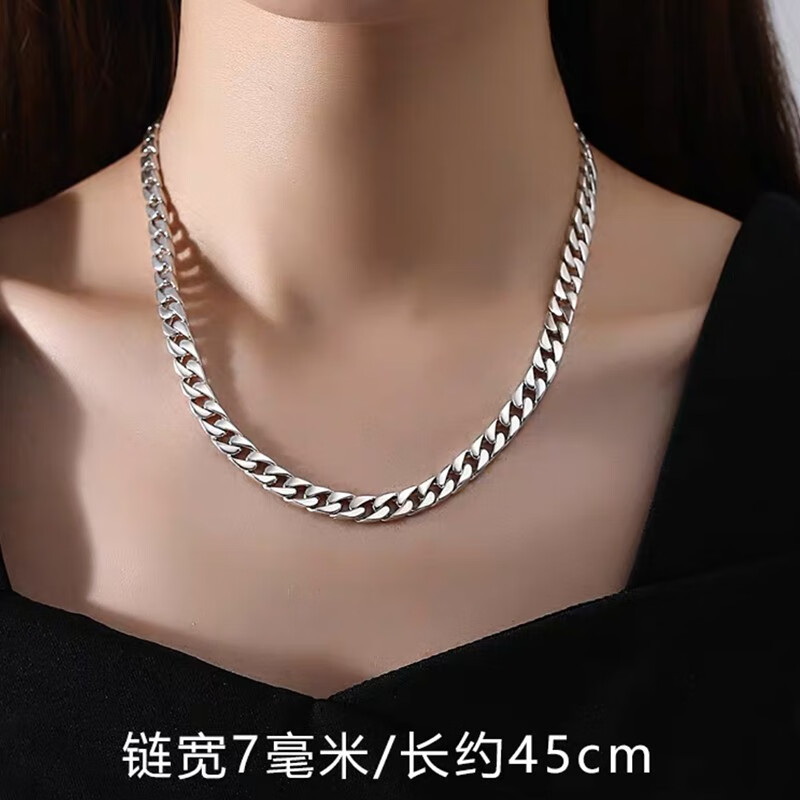 龄伊古巴项链男士s925银嘻哈时尚潮流个性百搭古巴链粗款霸气毛衣链