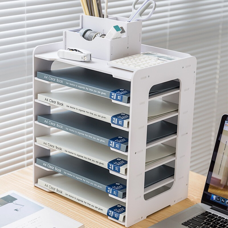 文件收纳架a4资料架文件收纳文件架多层办公室整理架组装书架简易桌上