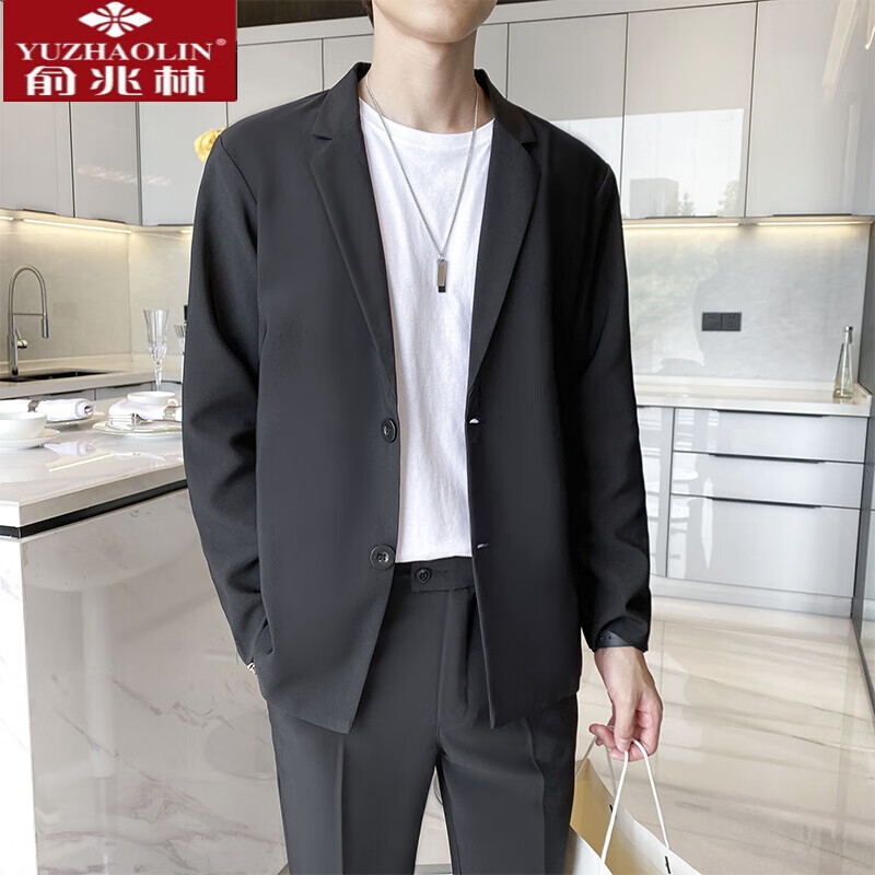 男士机能风套装西装外套男暗黑系一套春秋季轻熟风搭配装西装痞帅气