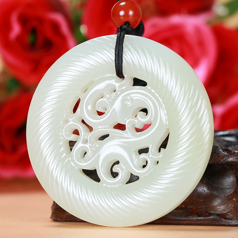 【珠宝严选】和田玉羊脂玉龙腾盛世玉佩玉牌吊坠男士玉石礼物附证书