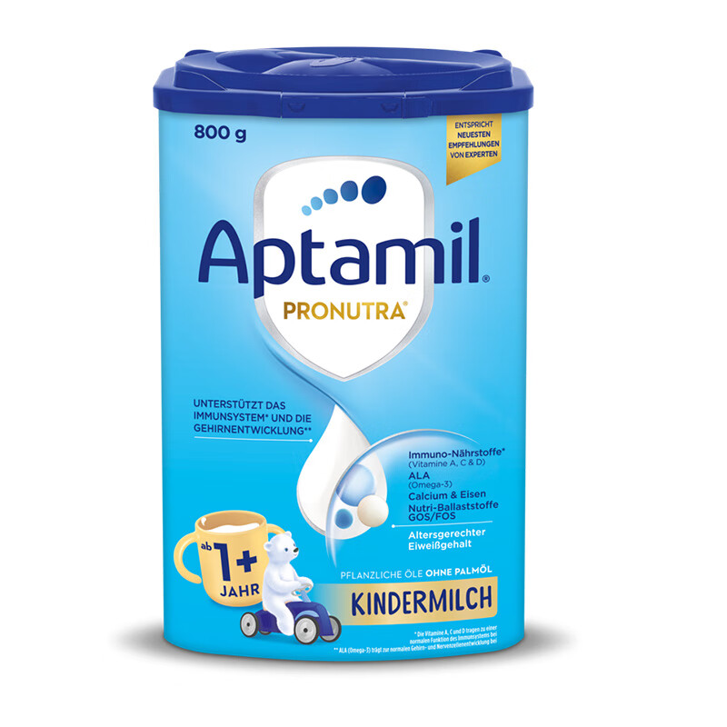 欧洲原装进口 德国爱他美(Aptamil) 幼儿配方奶粉 1+段(12个月以上) 易乐罐（本土版）800g