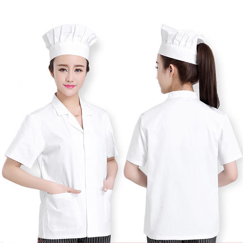 叙耳学校食堂人员工作服厨房工衣男长袖厨师服装幼儿园后厨短袖女白色