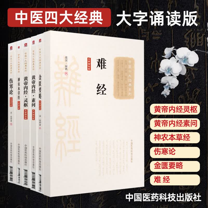 正版6本 中医四大经典 伤寒杂病论+黄帝内经+神农本草经+难经 原文大字诵读版中医临床素问灵枢经金