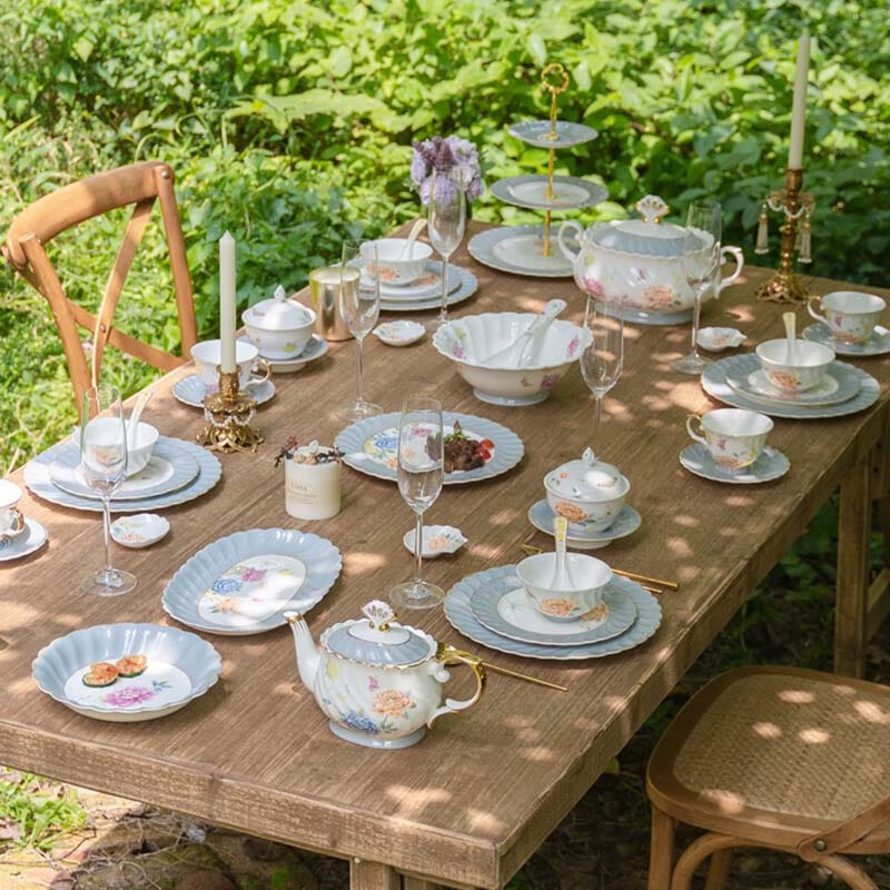 英格丽(ingri)家用陶瓷碗碟套装高档轻奢骨瓷餐具欧式碗筷菜盘汤碗平