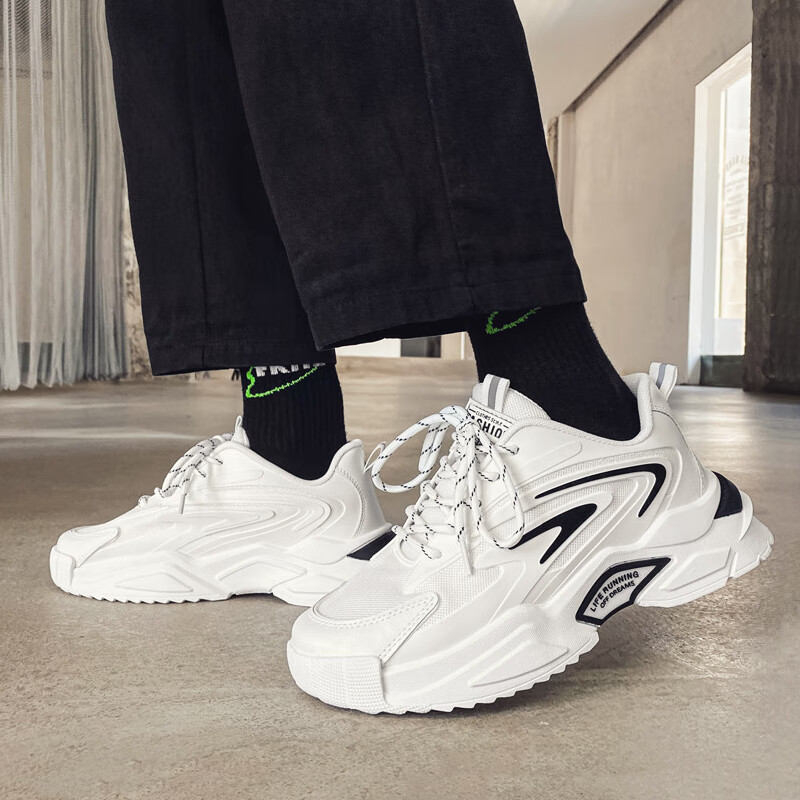 妩纪男鞋春秋2024年新款潮流百搭中学生运动休闲春秋小白老爹ins潮鞋