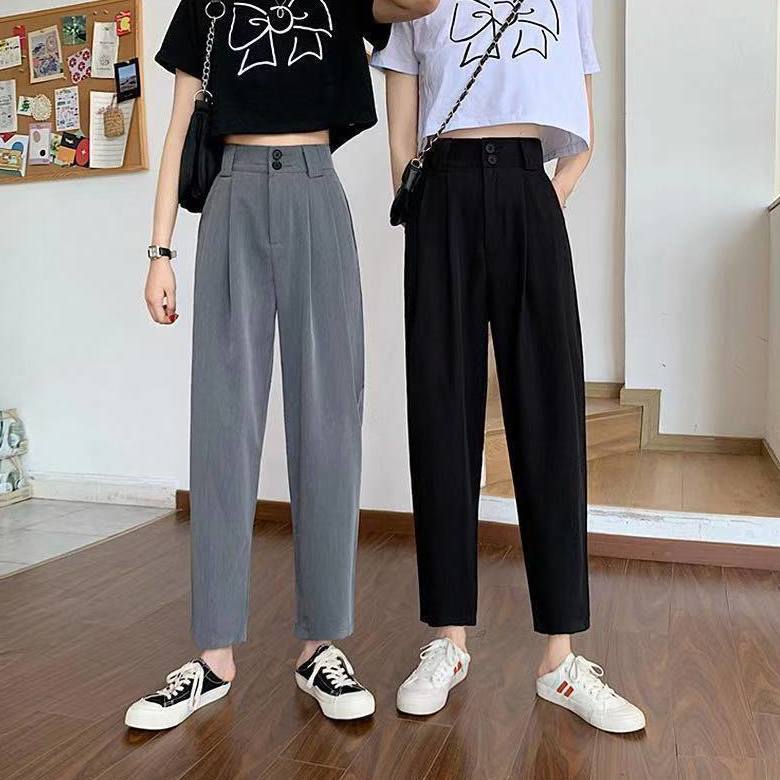 裤子150小个子穿搭春夏150cm小个子灰色九分西装裤女夏季xs显高直筒