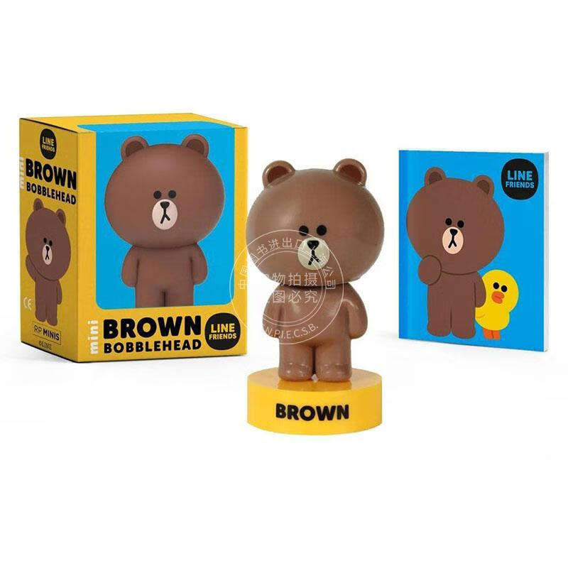 布朗熊摇头娃娃摆件 英文原版 line friends mini brown bobblehead