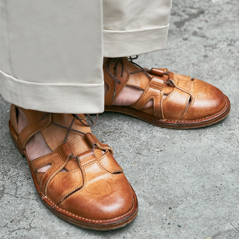 玩累了的孩子 · 罗马往事 手工做旧凉鞋 "雕塑家" horween dublin