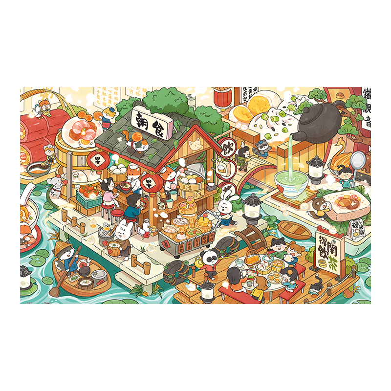 3d-jp高难度塑料平面成人拼图1000片趣味减压玩具礼物装饰画食物语