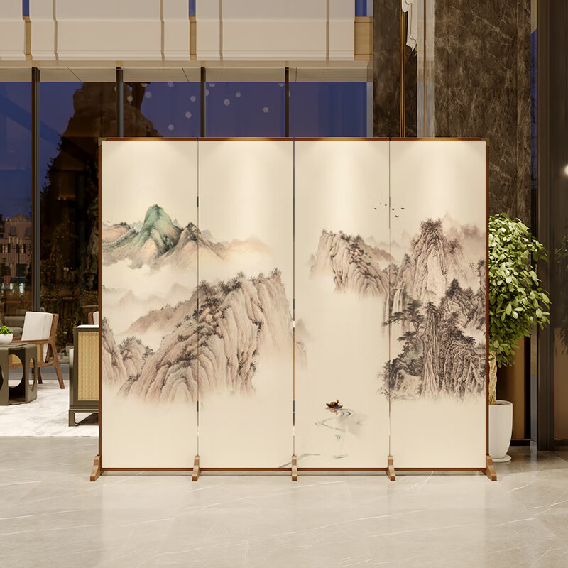 现代山水简约屏风隔断可移动折叠折屏家用玄关客厅办公室装饰遮挡