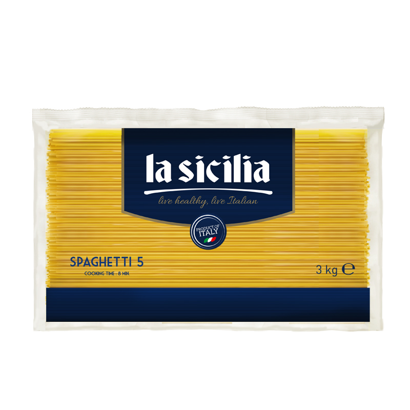 意大利进口 辣西西里（lasicilia）意大利面5#直条意面意式面条3kg大包装方便面凉拌面条量贩餐饮装