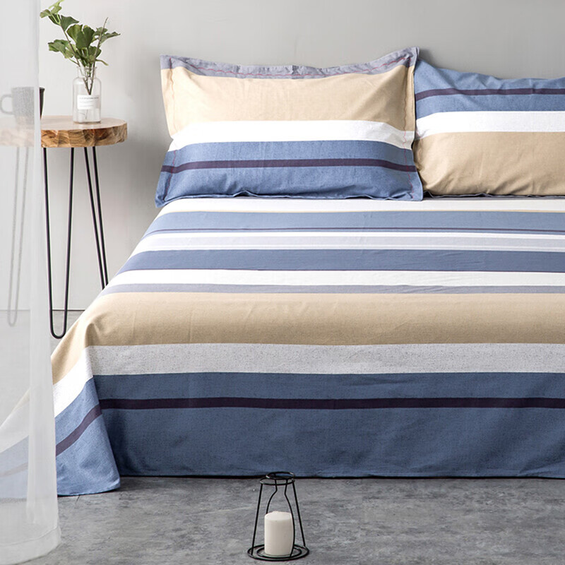 艾薇 床单单件纯棉冬季 学生被单床罩男士单人床单宿舍 适用0.9/1.2米床 北欧时代 152*210cm