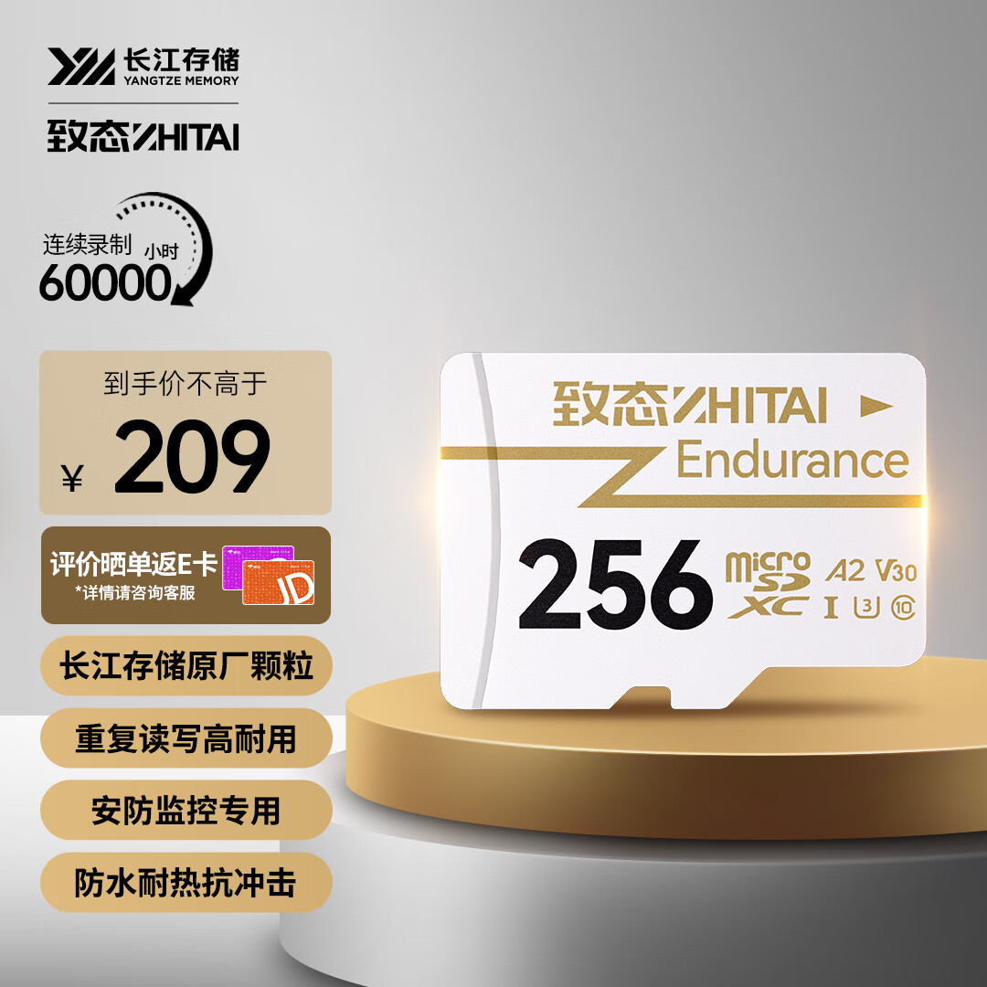 致态（ZhiTai）长江存储 256GB TF（MicroSD）存储卡  Endurance行车记录仪&家庭商用安防监控摄像专用