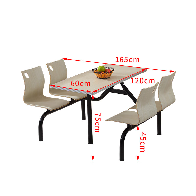 工厂员工餐厅学校食堂饭堂餐桌椅连体四4人简约现代商用桌椅组合 四人