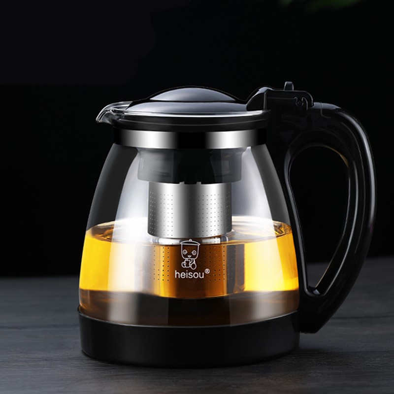 禾艾苏(heisou)玻璃茶壶大容量耐热玻璃花茶壶泡茶器不锈钢过滤冲茶器功夫茶具 2000ml茶壶