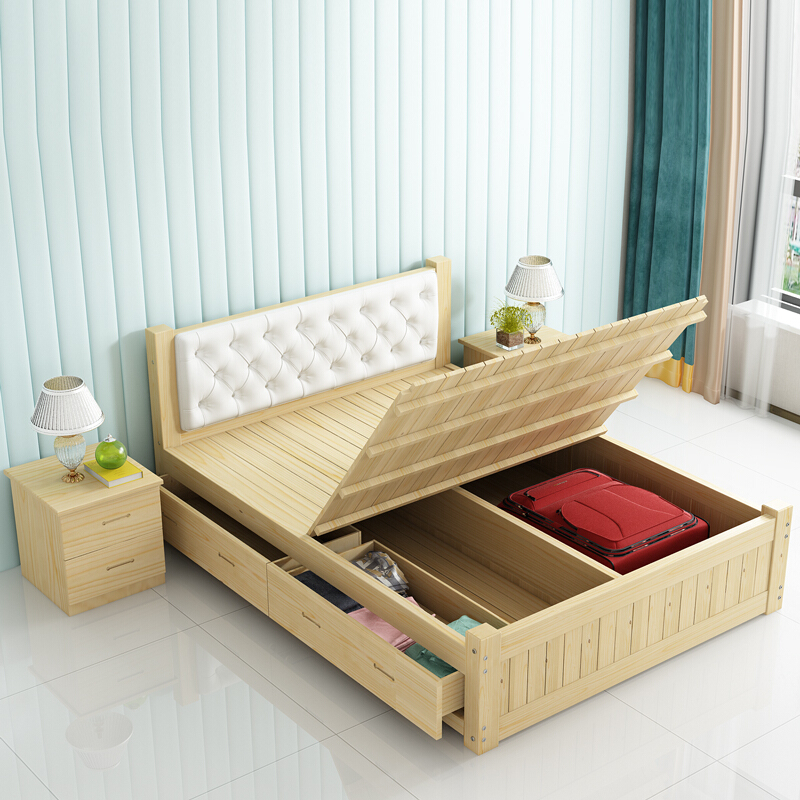 8米双人床储物1.5箱式床白色气压1.