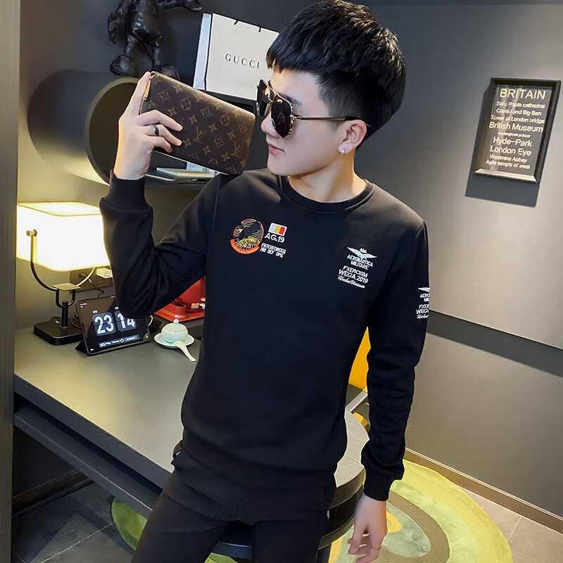 impresswit春秋季精神小伙修身卫衣男装矮小个子xs码潮流打底衫小码