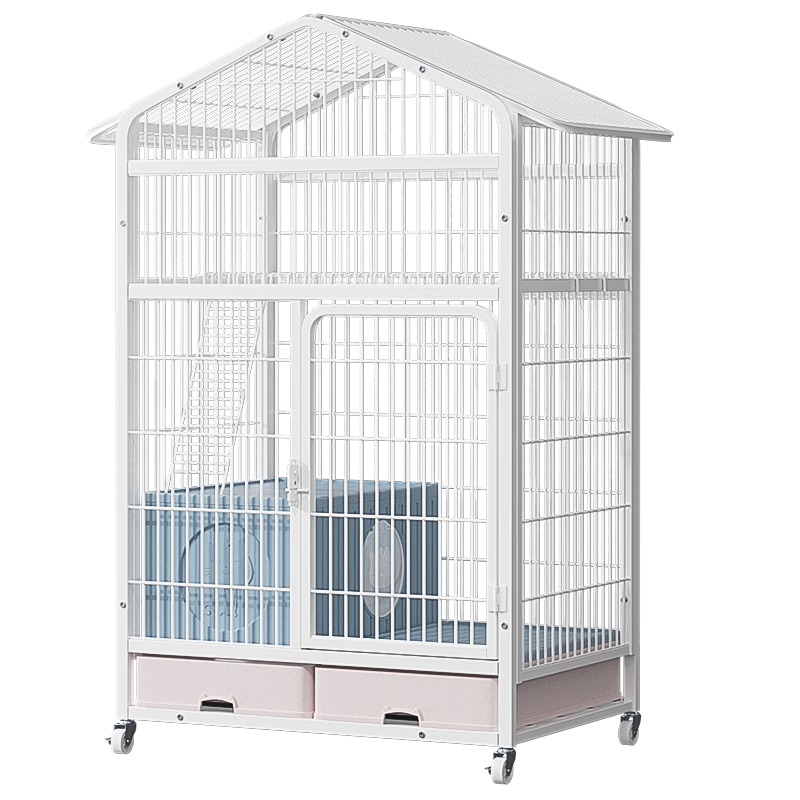 憨憨寵貓籠貓別墅貓籠子大號(hào)帶廁所多層貓窩貓柜寵物籠貓屋貓舍寵物用品 屋頂別墅帶貓砂盆三層136款白色
