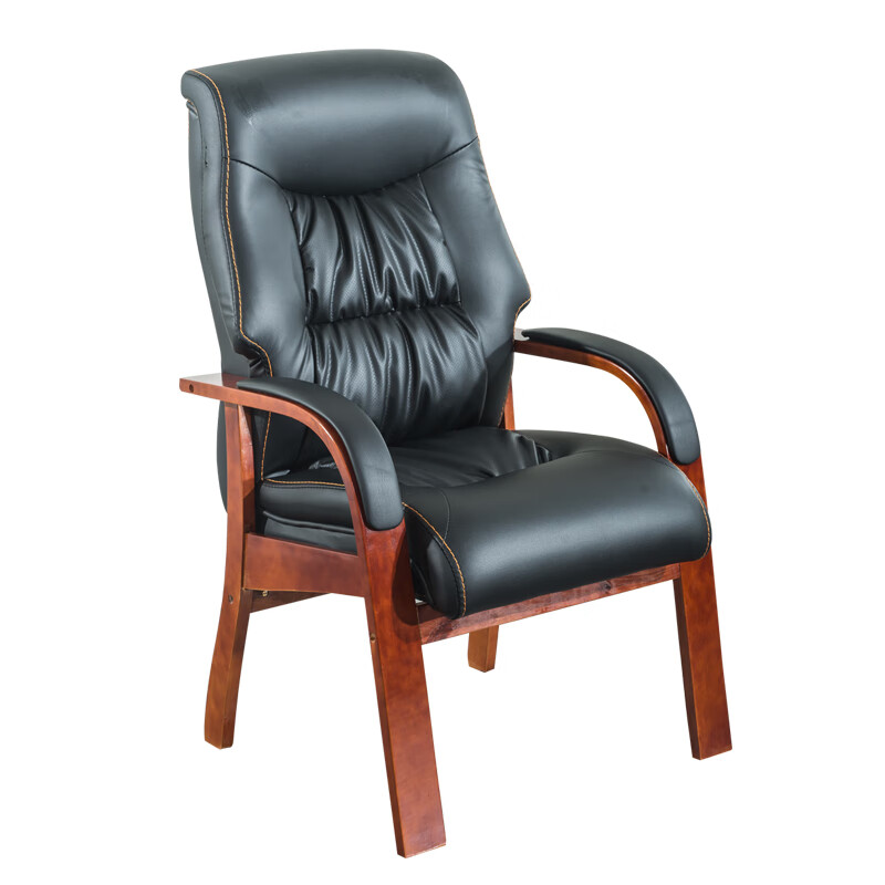 妙普乐高背舒适老板椅 实木电脑椅家用办公椅会议椅麻