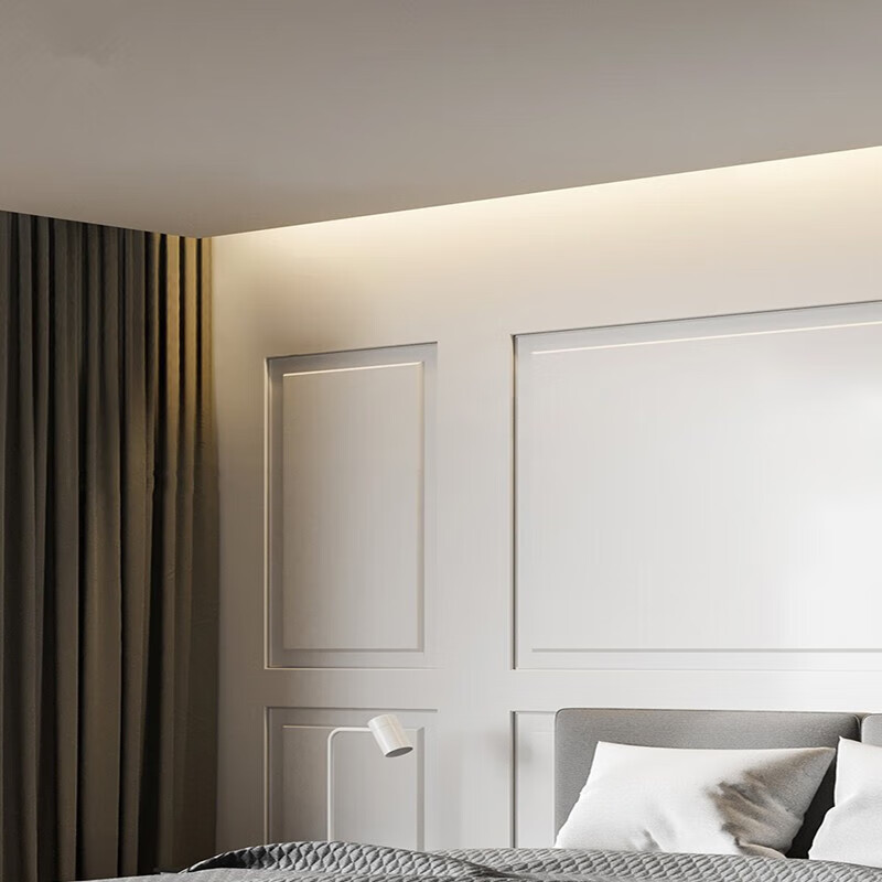 仁聚益45度铝槽悬浮吊顶氛围石膏板预埋三角反光灯槽线灯窗帘盒 预埋