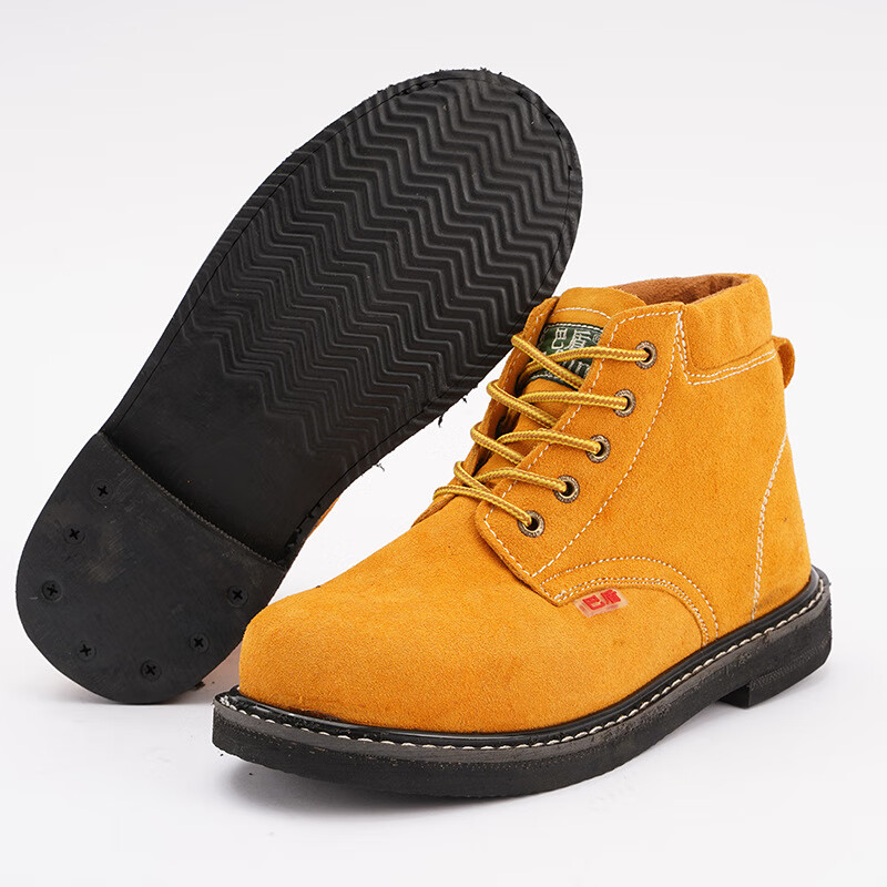 千牧梵翻毛皮反毛皮焊工劳保鞋绝缘高帮防穿刺防砸塑钢包头绝缘鞋电工