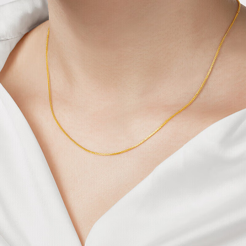 菜百首饰 黄金项链 时尚简约素链锁骨链计价 约2.30克约42厘米