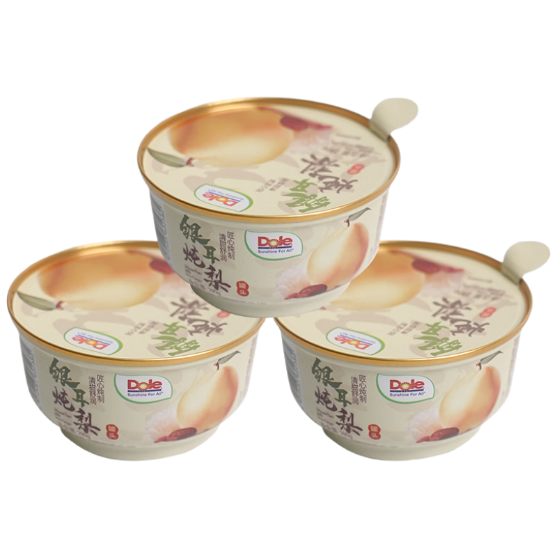 都乐（DOLE）银耳炖梨280g*3小碗砀山酥梨水果罐头开罐即食休闲零食年货礼盒