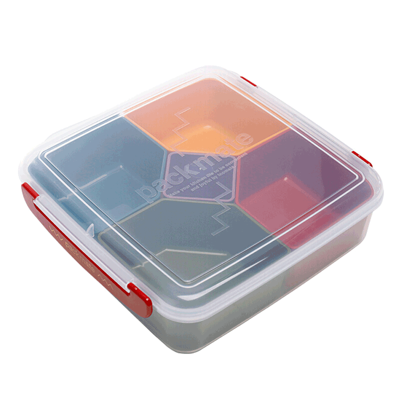 菊之叶 日本进口干果盒大容量5分格糖果盒干果盘 零食寿司收纳盒点心盒塑料整理盒 1个装