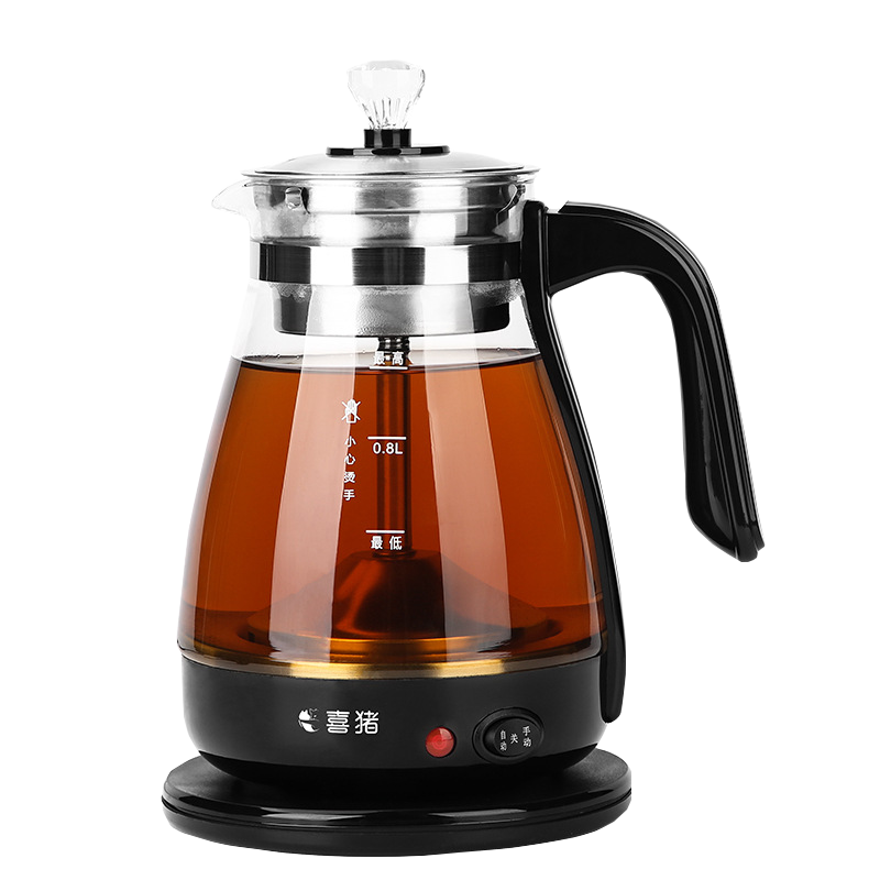 喜豬花茶養(yǎng)生壺煮茶器家用全自動(dòng)蒸汽黑茶煮茶壺多功能小型辦公室保溫噴淋式玻璃壺電熱水壺大口徑 升級(jí)加大304不銹鋼養(yǎng)生壺標(biāo)配 1.3L