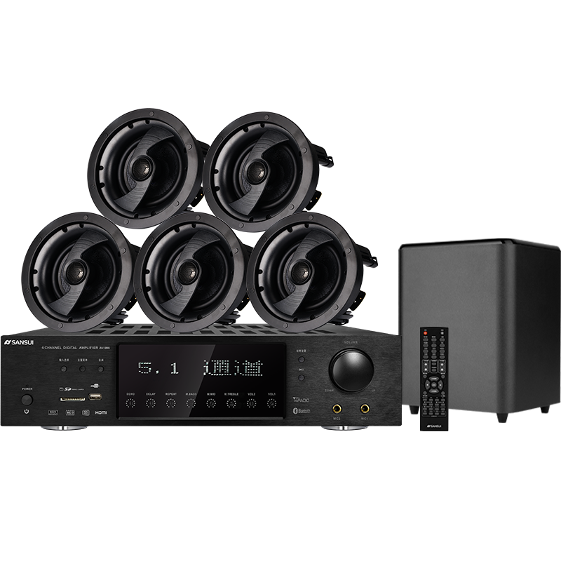 ɽˮ��SANSUI��T5 �������� 5.1��ͥӰԺ 7.1������������������װ �������� �������� �������� T5��5.1����+8������*5+8���ڡ� 5249Ԫ