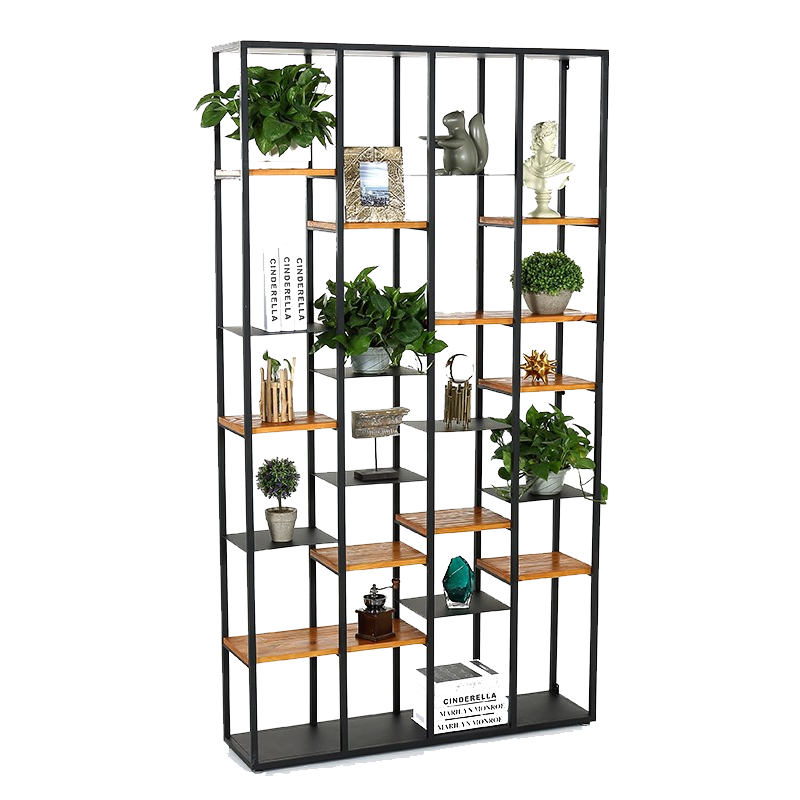 可定做 精甄 客厅置物架loft工业风放书陈列架储物 落地玄关隔板客厅隔断架展示架物品柜 单个木盒(不单独出售)