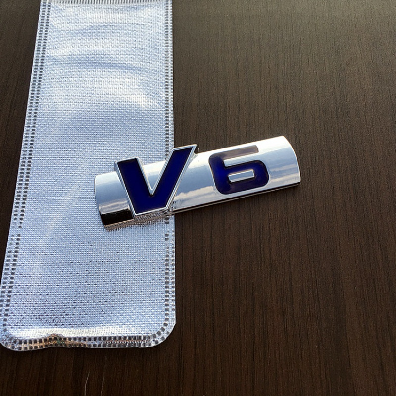 改装金属涡轮增压动力尾标 侧标汽车改装字标 车身贴 标牌标志 长款v6