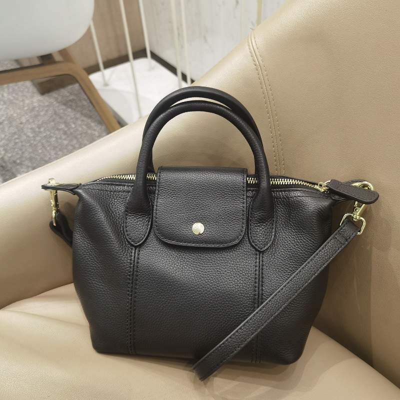 tushky品牌头层牛皮单肩包饺子包真皮托特包软皮斜挎包女简约通勤手提