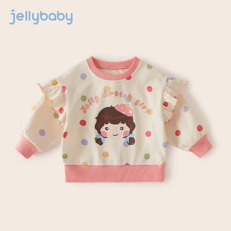 JELLYBABY宝宝波点衣服秋季儿童甜美上衣女孩秋装潮卫衣女童春秋款 杏色 100怎么样,好用不?
