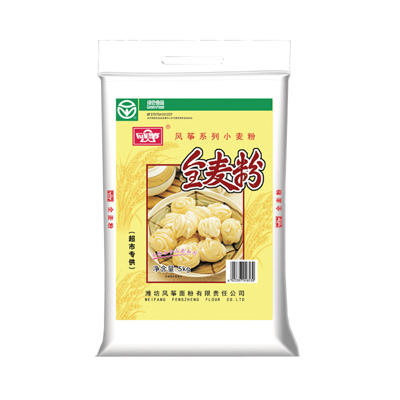 风筝全麦粉5kg 中筋小麦面粉 馒头/花卷/面饼 家用面粉