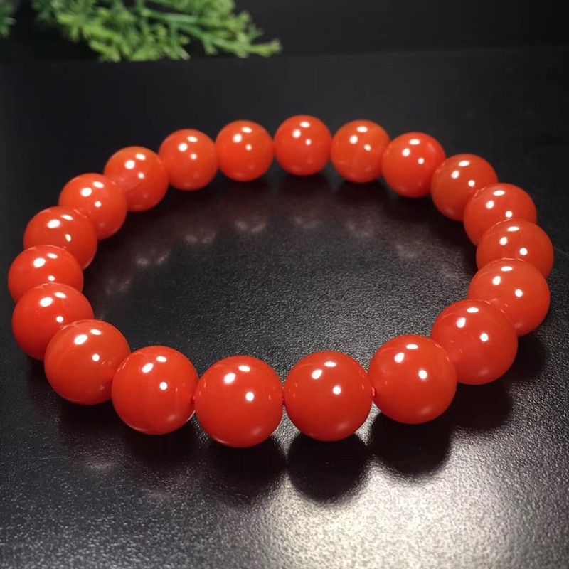 君政保山南红玛瑙圆珠单圈手链颜色红润晶体干净佩戴南红可以循环3-11