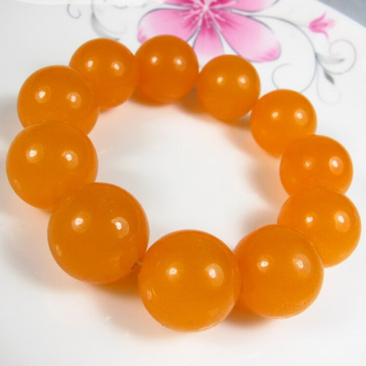 黄蜡石手串 云南龙陵老料黄龙玉手链 冰鸡油黄a货玉石手串黄龙玉佛珠