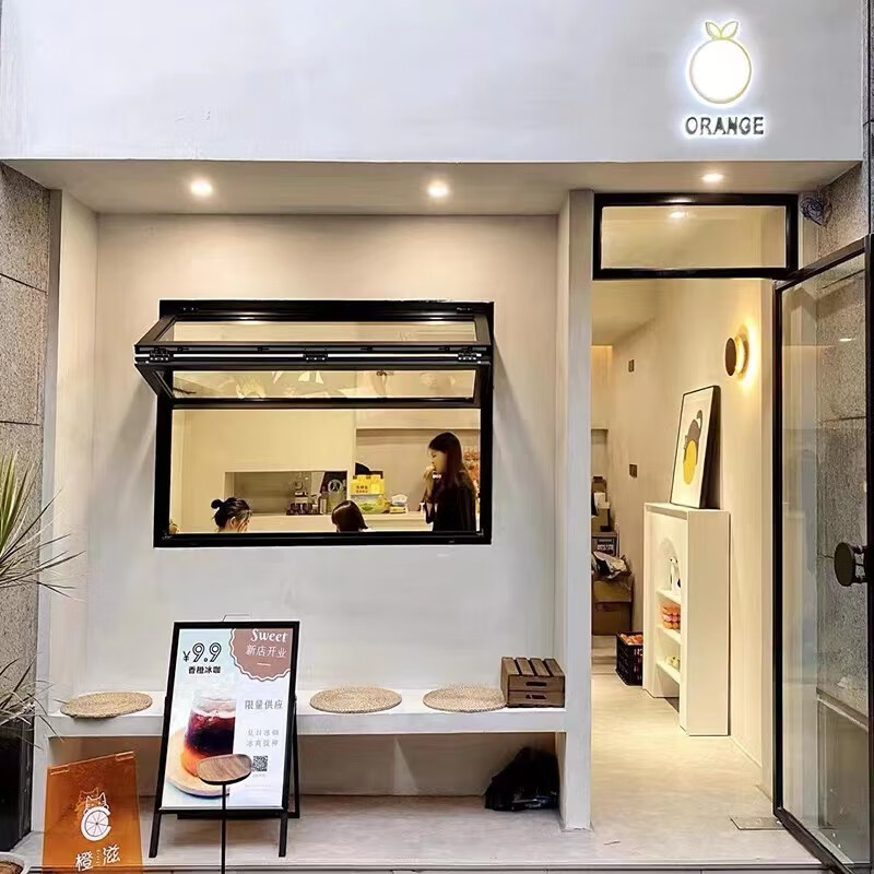 推拉窗 上下折叠窗铝合金全开窗咖啡奶茶店厨房吧台窗 43轻型折叠窗