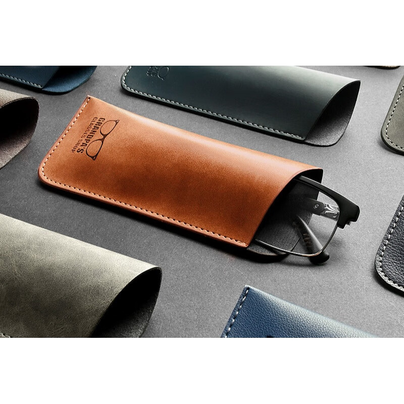 mincity 眼镜袋软皮韩国简约老花镜皮套男便携随身收纳袋女皮质眼睛套