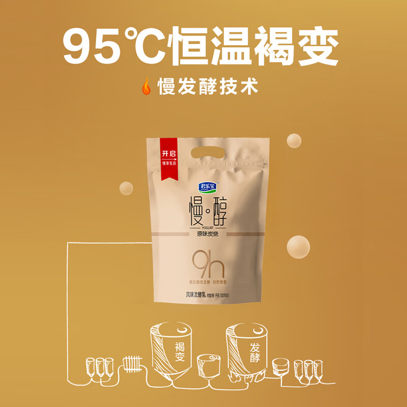 君乐宝慢醇酸奶 原味炭烧口味 100100g酸奶低温健康慢醇g/袋 风味发酵乳 低温酸奶 健康轻食 慢醇 100g*16袋主图3