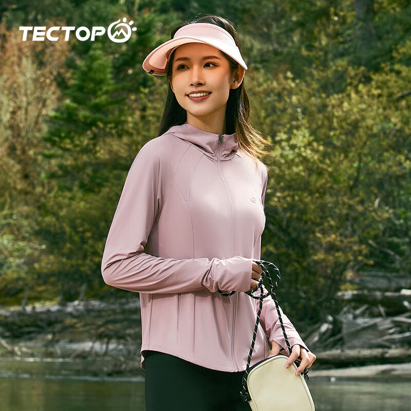 探拓(TECTOP)户外冰丝防晒衣女春夏透气冰感防紫外线UPF200+皮肤衣轻薄防晒服 皮粉色 S